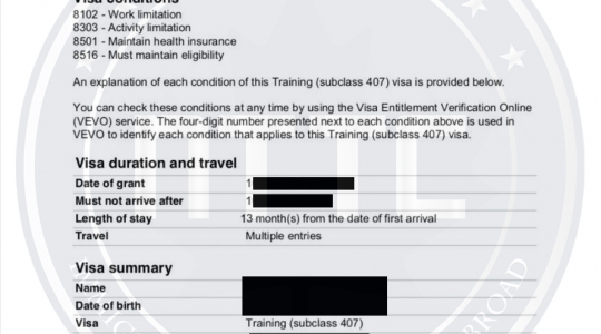 Chúc Mừng Khách Hàng Đạt Visa 407 
